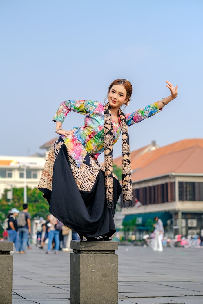 A vibrant display of Betawi cultural dance performed outdoors in Jakarta, Indonesia.